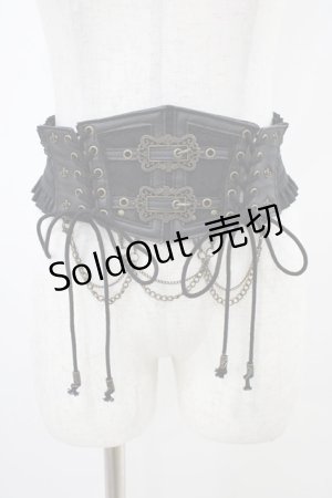 画像: Ozz oneste / コルセット風ゴムベルト  黒 H-25-10-09-1006-OO-ZA-KB-ZH
