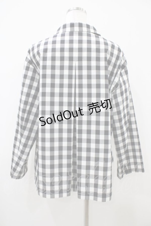 画像2: Jane Marple Dans Le Salon / Block checkペザントジャケット  ブラック H-25-10-09-1057-JM-JA-KB-ZH (2)