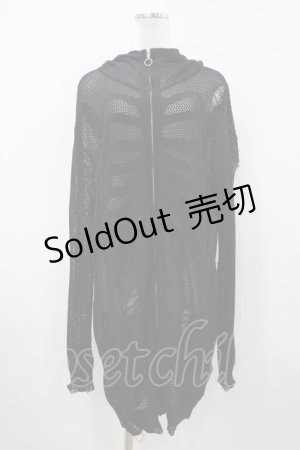 画像: Gamchu / ボクのお友達はゆらゆらり死神族メッシュ編みビッグパーカー FREE 黒 H-25-10-09-1059-0-TO-KB-ZH