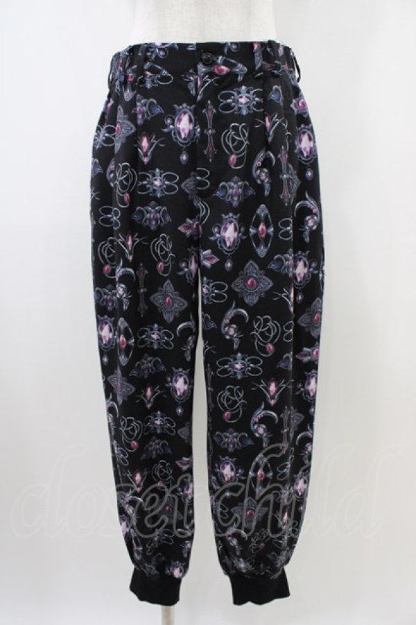 画像1: Drug Honey / アンティークブローチ柄パンツ  黒 H-25-10-09-1015-PU-PA-KB-ZH (1)