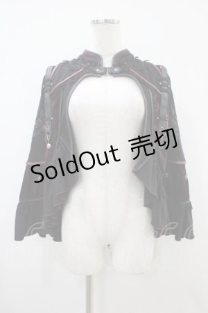 画像: Ozz oneste / 薔薇刺繍マント  黒×赤 H-25-10-09-1019-OO-JA-KB-ZH