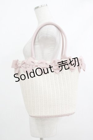 画像: m petit by misako / AMリボンツキカゴTT  オフ/ピンク H-25-10-09-059-LO-BG-NS-ZH
