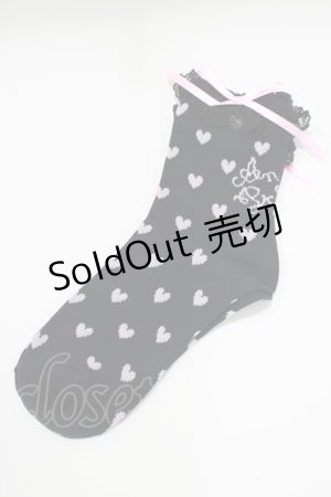 画像: Angelic Pretty / Lovely Heartクルー丈ソックス FREE ブラック H-25-10-09-067-AP-ZA-YZ-ZH