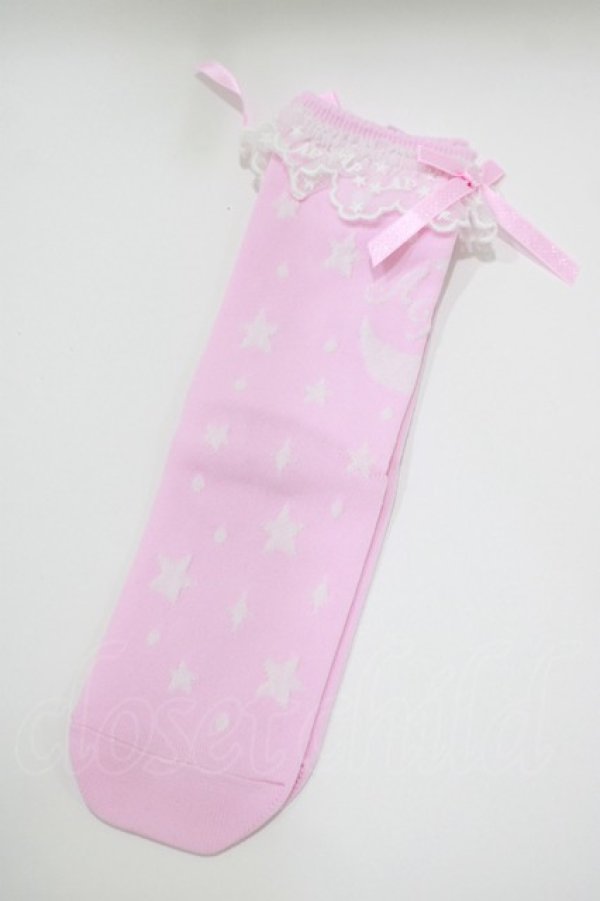 画像1: Angelic Pretty / Dreamy Starクルー丈ソックス FREE ピンク H-25-10-09-077-AP-ZA-YZ-ZH (1)