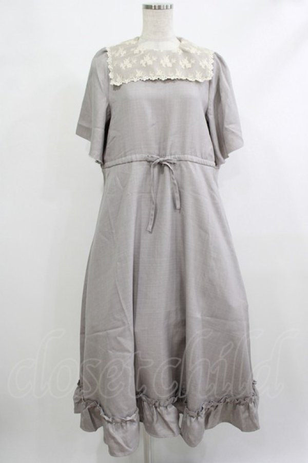 画像1: m petit by misako / レースセーラーワンピース S グレー H-25-10-09-022-LO-OP-NS-ZH (1)