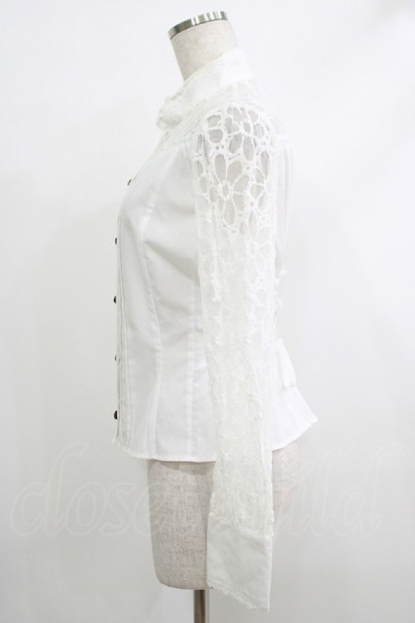 画像2: Innocent World / フラワーレーススタンドカラーブラウス M オフ H-25-10-10-034-IW-BL-NS-ZH (2)