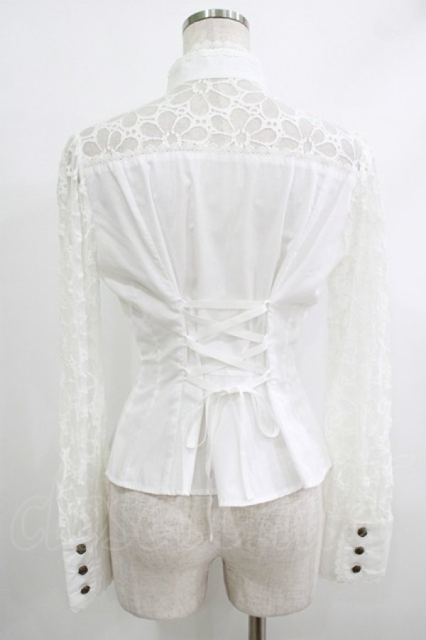 画像3: Innocent World / フラワーレーススタンドカラーブラウス M オフ H-25-10-10-034-IW-BL-NS-ZH (3)