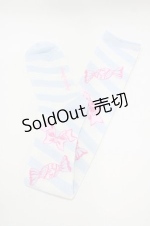 画像: Angelic Pretty / キャンディボーダーオーバーニーソックス  サックス H-25-10-10-045-AP-ZA-NS-ZH