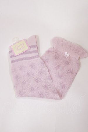 画像: Shirley Temple / ラメドットボーダーハイソックス  ピンク H-25-10-10-1027-ET-ZA-KB-ZH