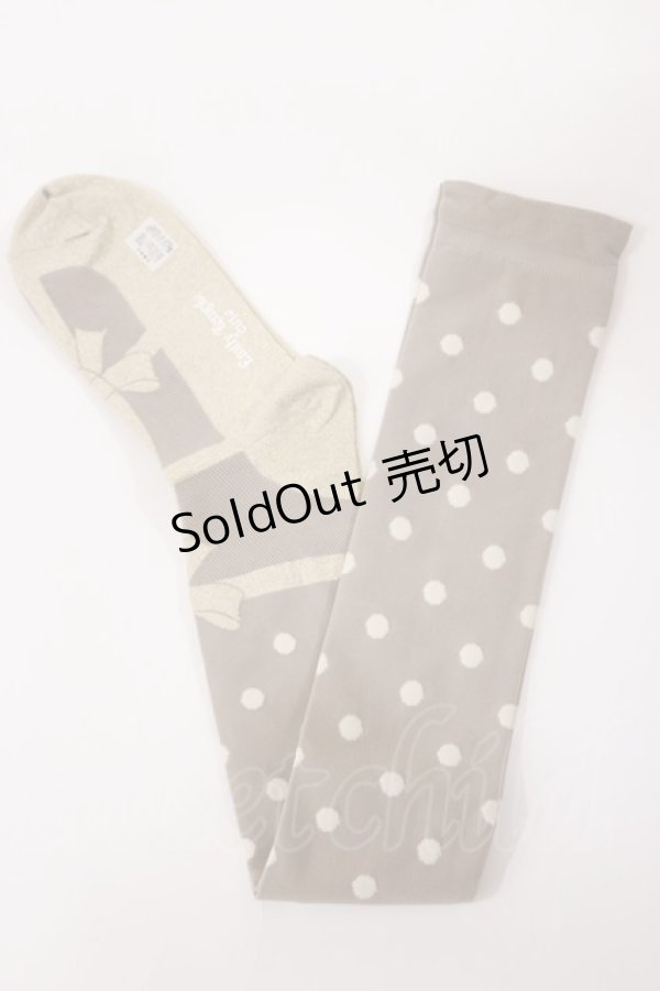 画像1: Emily Temple cute / リボンストラップ風ドットオーバーニーソックス  グレー×ゴールド H-25-10-10-1033-ET-ZA-KB-ZH (1)