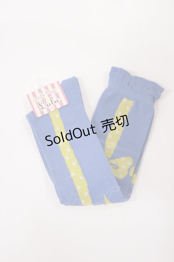 画像1: Emily Temple cute / ドットリボンハイソックス  ブルー×イエロー H-25-10-10-1034-ET-ZA-KB-ZH (1)