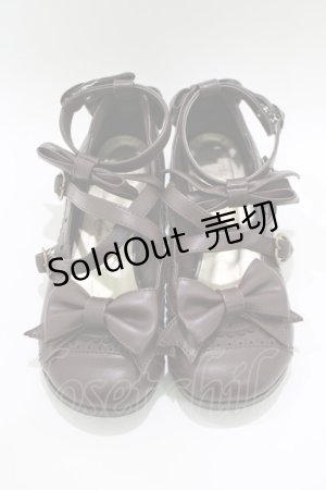 画像: metamorphose / トリプルリボンクロスストラップシューズ L/24〜24.5cm ブラウン H-25-10-10-091-ME-SH-NS-ZH