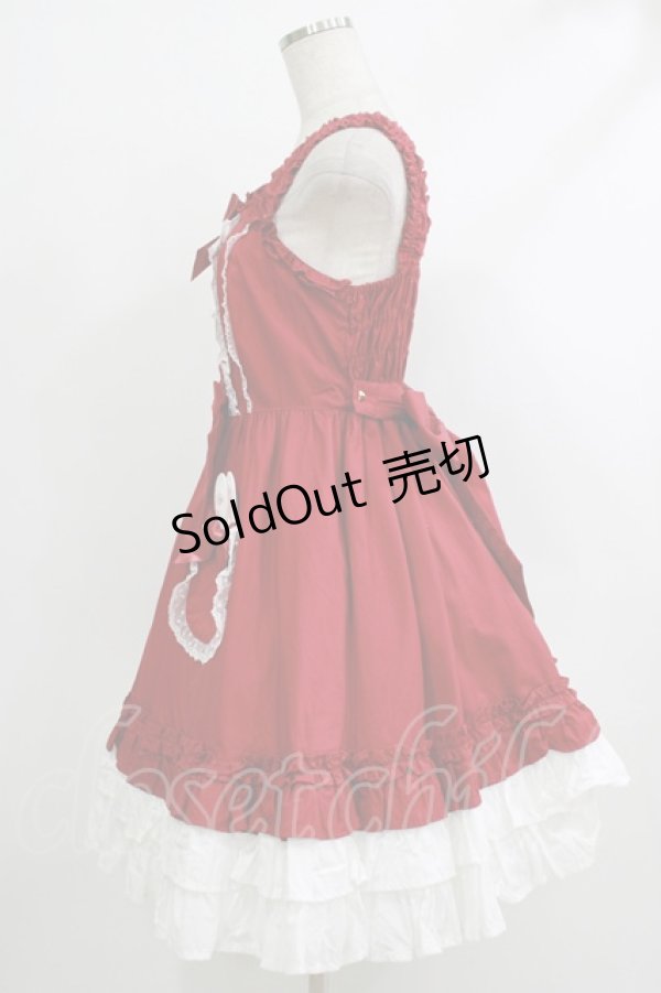 画像2: Angelic Pretty / Lovely BunnyジャンパースカートSET Free ワイン H-25-10-10-092-AP-OP-NS-ZH (2)