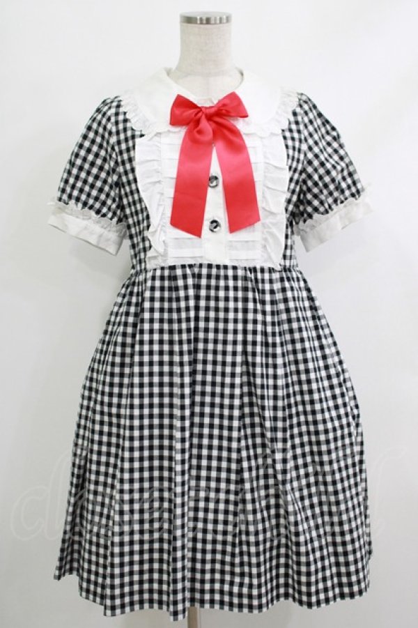 画像1: Nile Perch / ギンガムチェックワンピース Free ブラック H-25-10-10-018-LO-OP-NS-ZH (1)