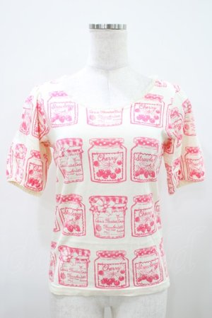 画像: Emily Temple cute / ジャム瓶カットソー  オフ×ピンク H-25-10-11-001-ET-TO-KB-ZH
