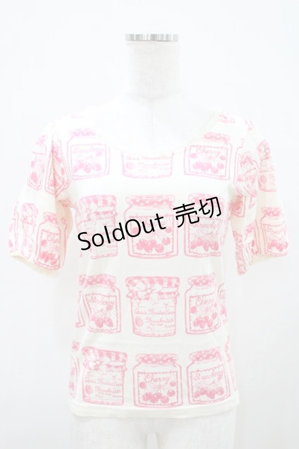 画像1: Emily Temple cute / ジャム瓶カットソー  オフ×ピンク H-25-10-11-001-ET-TO-KB-ZH (1)