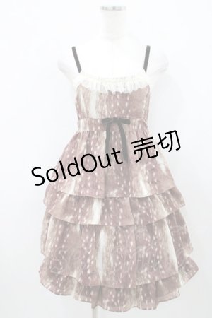 画像: Emily Temple cute / バンビプリントティアードノースリーブワンピース  チャ H-25-10-11-036-ET-OP-KB-ZH