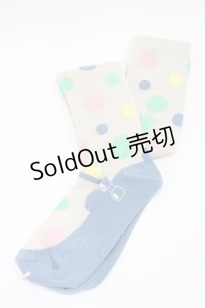 画像: Emily Temple cute / マルチカラードットオーバーニーソックス  ブルー H-25-10-11-037-ET-ZA-KB-ZH