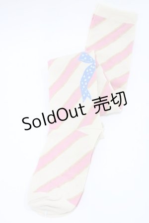 画像: Emily Temple cute / ドットリボン＆ななめストライプオーバーニーソックス  ブルー×ピンク H-25-10-11-040-ET-ZA-KB-ZH