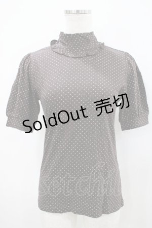 画像: Emily Temple cute / バックリボンハイネックドットカットソー  チャ H-25-10-11-012-ET-TO-KB-ZH