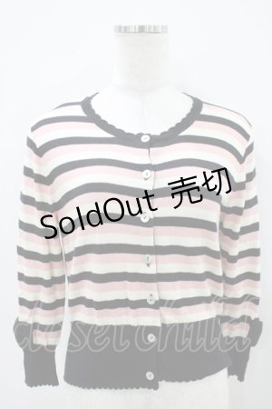 画像: Emily Temple cute / リボンボーダーカーディガン  ピンク H-25-10-11-015-ET-TO-KB-ZH