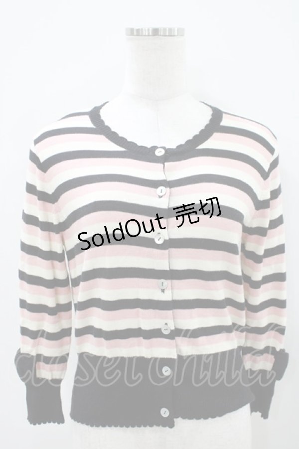 画像1: Emily Temple cute / リボンボーダーカーディガン  ピンク H-25-10-11-015-ET-TO-KB-ZH (1)