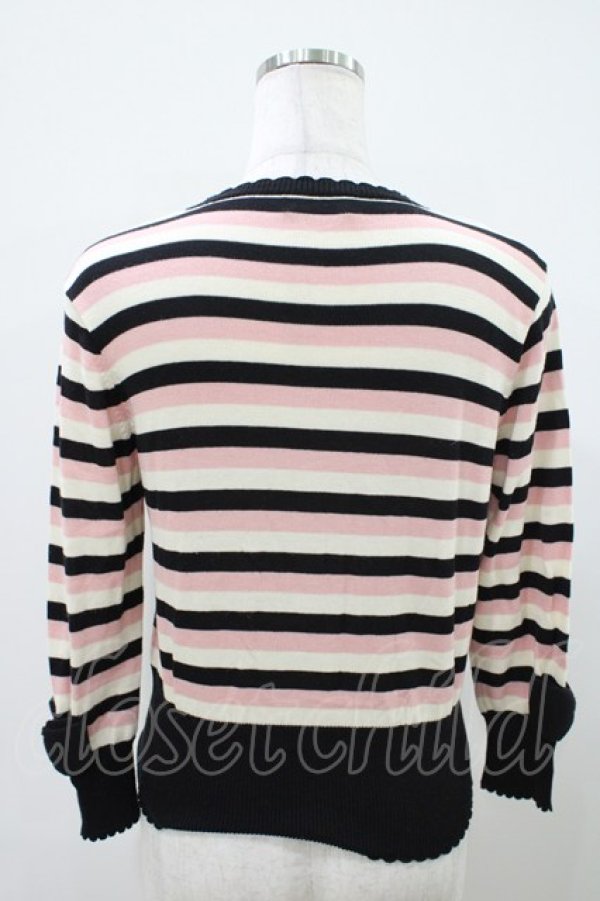 画像2: Emily Temple cute / リボンボーダーカーディガン  ピンク H-25-10-11-015-ET-TO-KB-ZH (2)