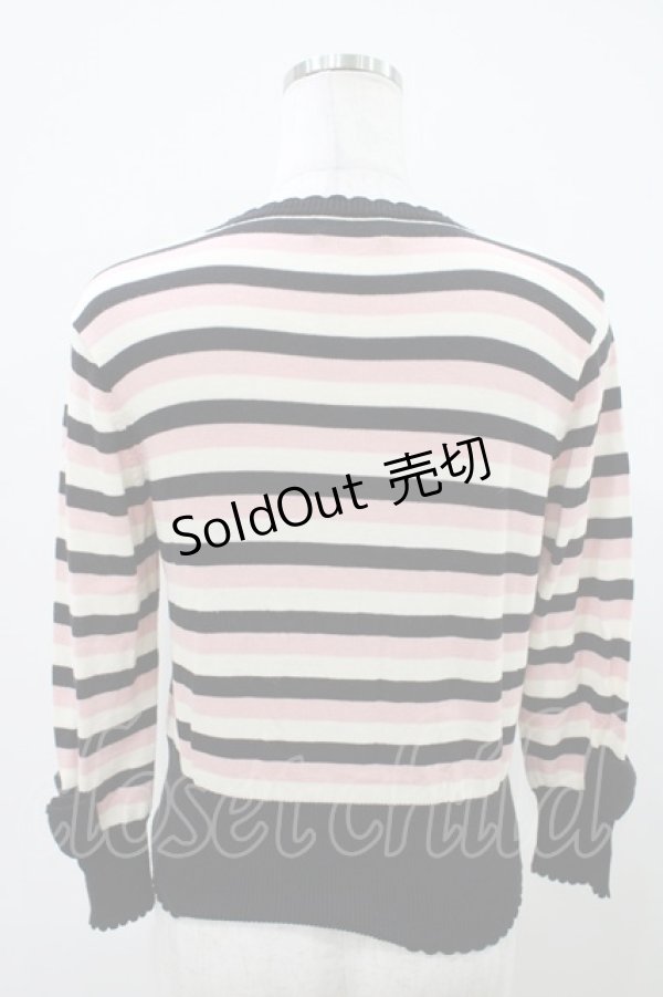 画像2: Emily Temple cute / リボンボーダーカーディガン  ピンク H-25-10-11-015-ET-TO-KB-ZH (2)