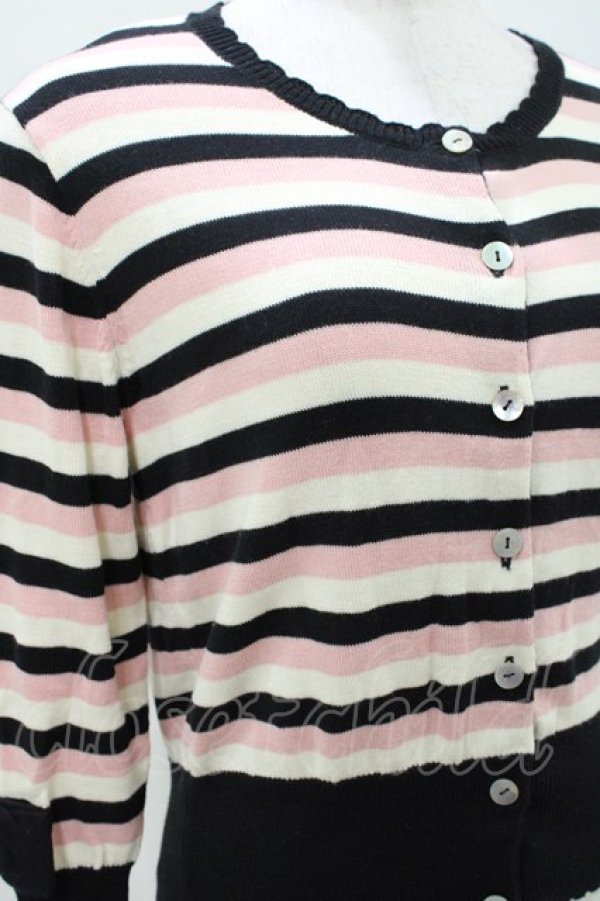 画像3: Emily Temple cute / リボンボーダーカーディガン  ピンク H-25-10-11-015-ET-TO-KB-ZH (3)