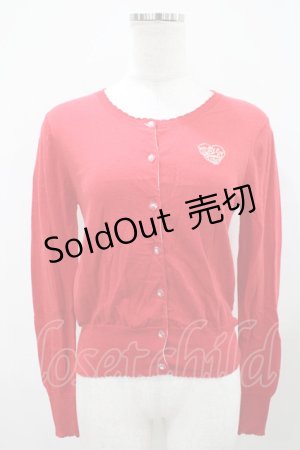 画像: Emily Temple cute / ロゴ刺繍ニットカーディガン  レッド H-25-10-11-018-ET-TO-KB-ZH