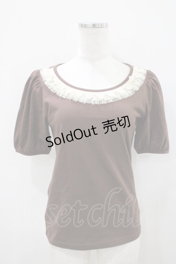 画像1: Emily Temple cute / チュールレースパフカットソー  チャ H-25-10-11-023-ET-TO-KB-ZH (1)