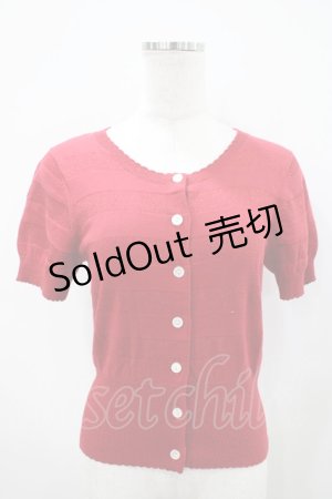 画像: Emily Temple cute / ラメボーダー半袖カーデ  レッド H-25-10-11-029-ET-TO-KB-ZH