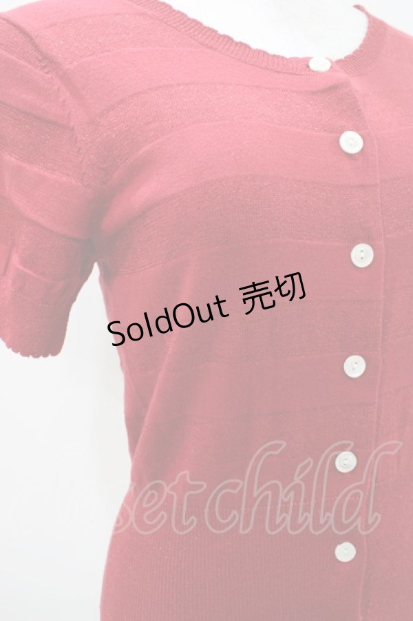 画像3: Emily Temple cute / ラメボーダー半袖カーデ  レッド H-25-10-11-029-ET-TO-KB-ZH (3)