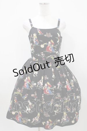 画像: Emily Temple cute / ワンダーランドウエストリボンノースリーブワンピース  クロ H-25-10-11-031-ET-OP-KB-ZH