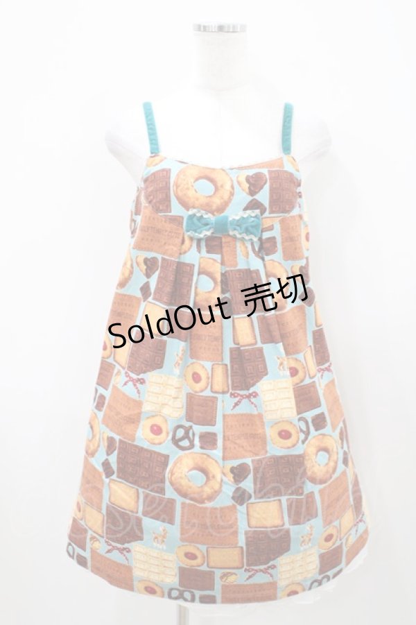 画像1: Emily Temple cute / ビスケット＆チョコノースリーブワンピース  サックス H-25-10-11-034-ET-OP-KB-ZH (1)