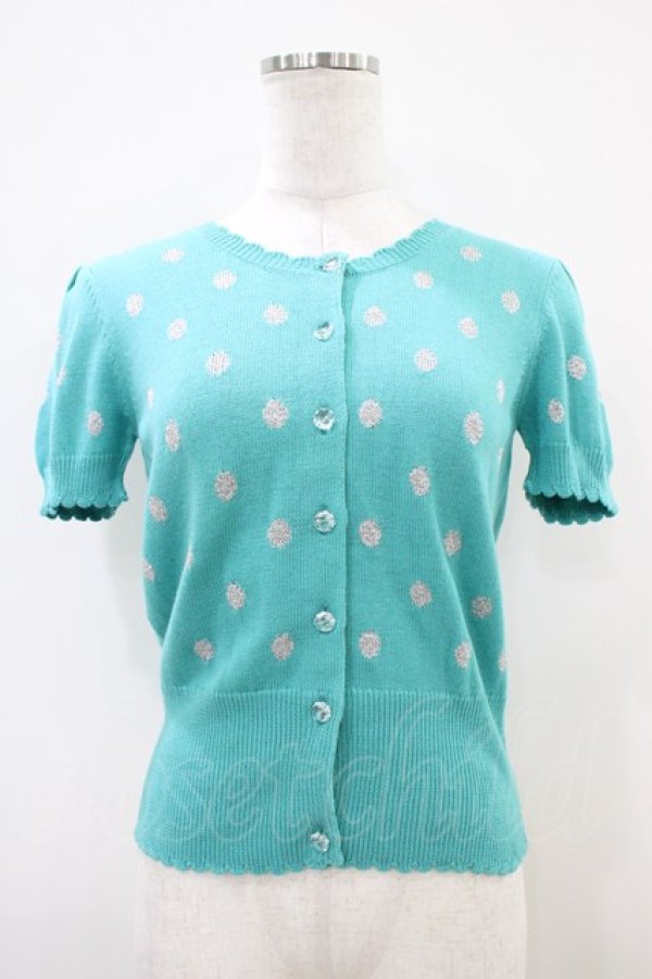 画像1: Emily Temple cute / ラメ水玉ニットカーディガン  グリーン H-25-10-12-054-ET-TO-KB-ZH (1)