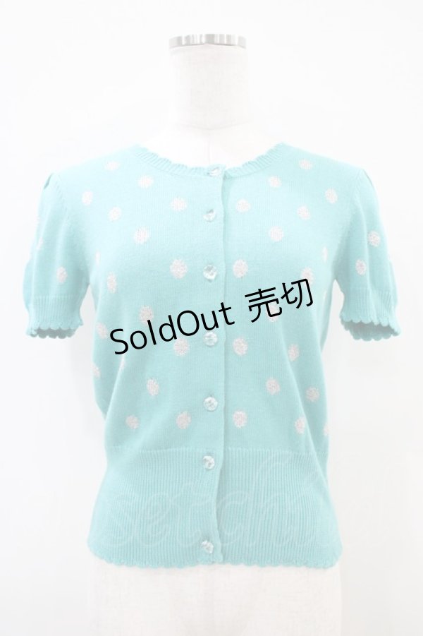 画像1: Emily Temple cute / ラメ水玉ニットカーディガン  グリーン H-25-10-12-054-ET-TO-KB-ZH (1)