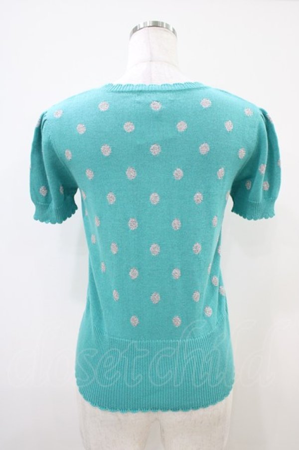 画像2: Emily Temple cute / ラメ水玉ニットカーディガン  グリーン H-25-10-12-054-ET-TO-KB-ZH (2)