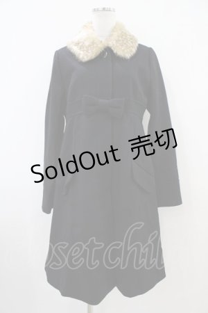 画像: Emily Temple cute / バンビファー衿メルトンコート  ブラック H-25-10-12-057-ET-CO-KB-ZH