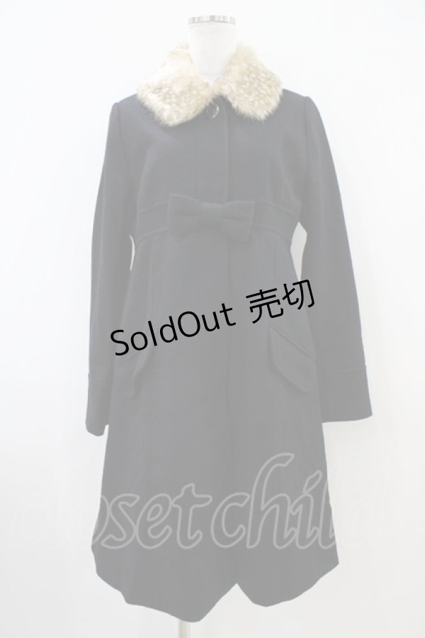 画像1: Emily Temple cute / バンビファー衿メルトンコート  ブラック H-25-10-12-057-ET-CO-KB-ZH (1)