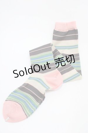 画像: Emily Temple cute / マルチカラーボーダーニーソックス   H-25-10-12-009-ET-ZA-KB-ZH
