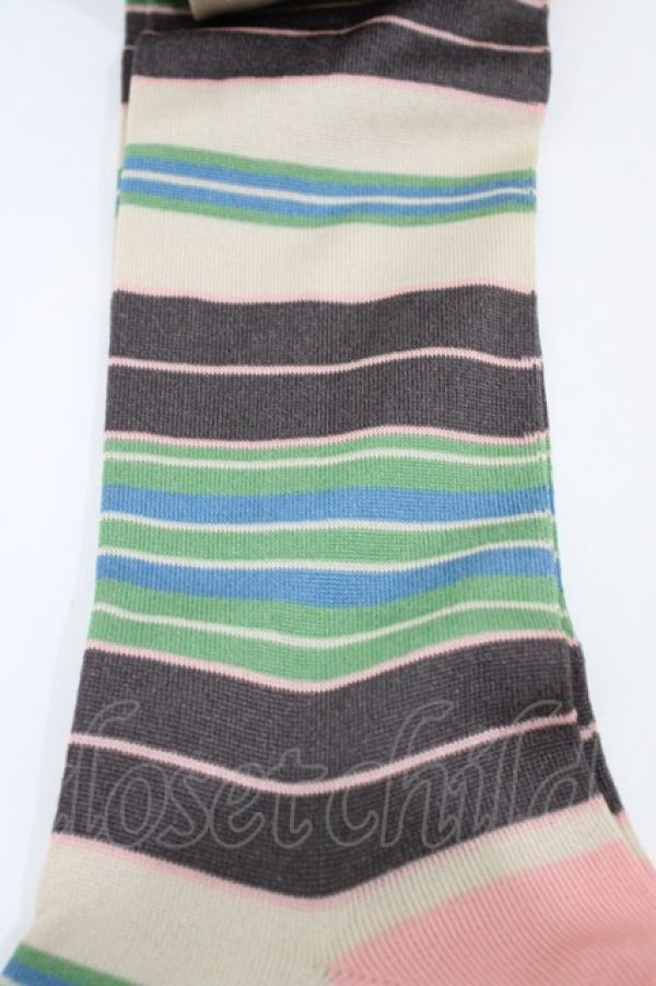 画像2: Emily Temple cute / マルチカラーボーダーニーソックス   H-25-10-12-009-ET-ZA-KB-ZH (2)