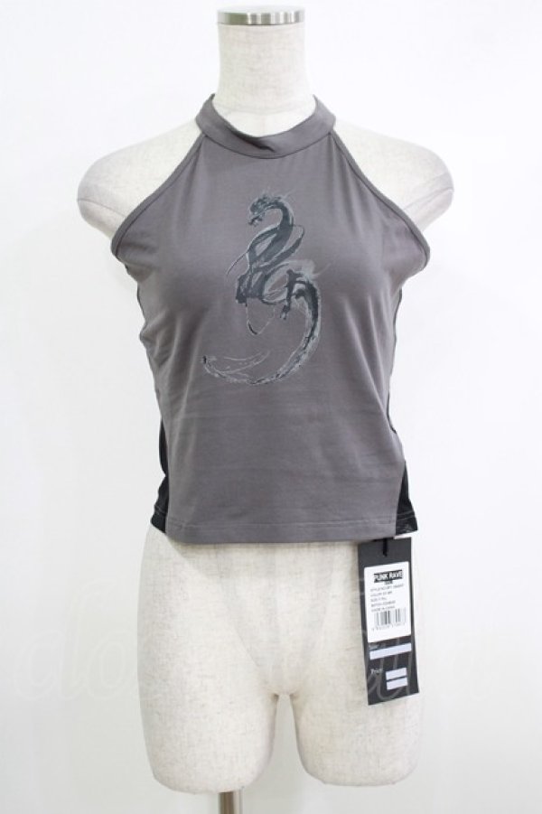 画像1: PUNK RAVE / Reversible printed vest M-L ブラック×グレー H-25-10-12-1064-PU-TO-KB-ZT454 (1)