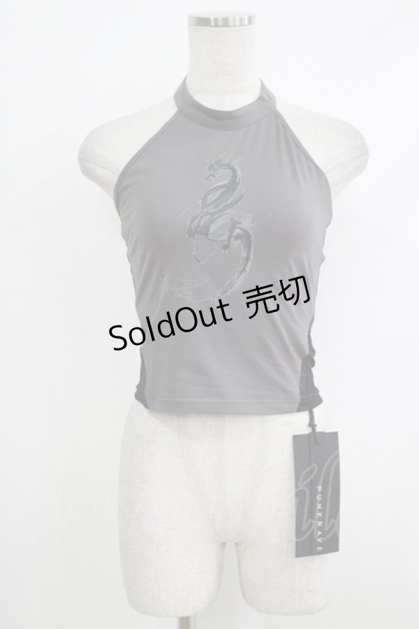 画像1: PUNK RAVE / Reversible printed vest XS-S ブラック×グレー H-25-10-12-1066-PU-TO-KB-ZH (1)