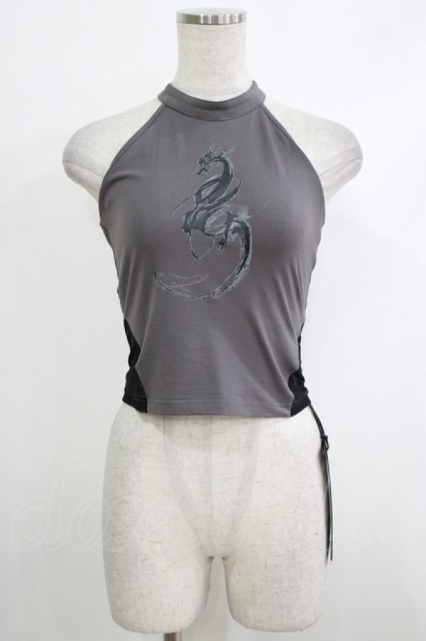 画像1: PUNK RAVE / Reversible printed vest XS-S ブラック×グレー H-25-10-12-1068-PU-TO-KB-ZT407 (1)