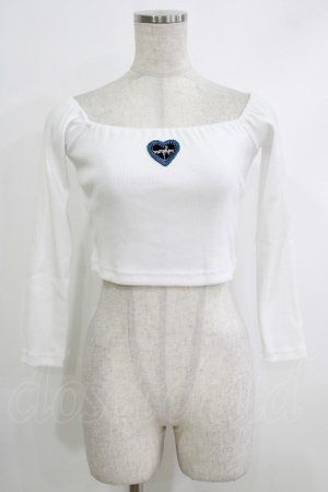 画像: MORPH8NE / Berry off shoulder ribbed crop top  ホワイト H-25-10-12-1070-PU-TO-KB-ZH