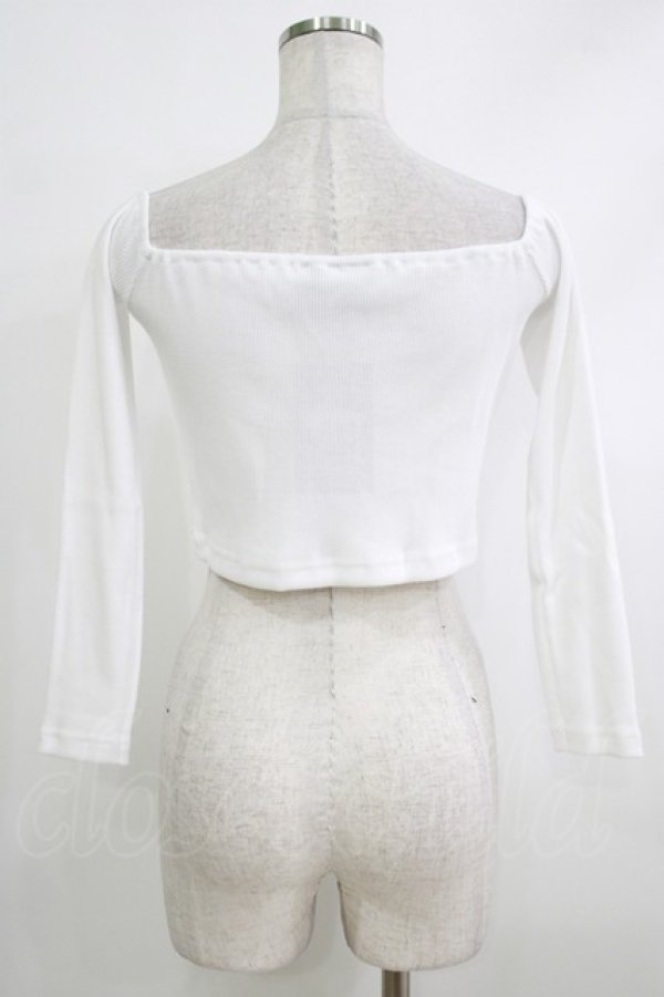 画像3: MORPH8NE / Berry off shoulder ribbed crop top  ホワイト H-25-10-12-1070-PU-TO-KB-ZH (3)