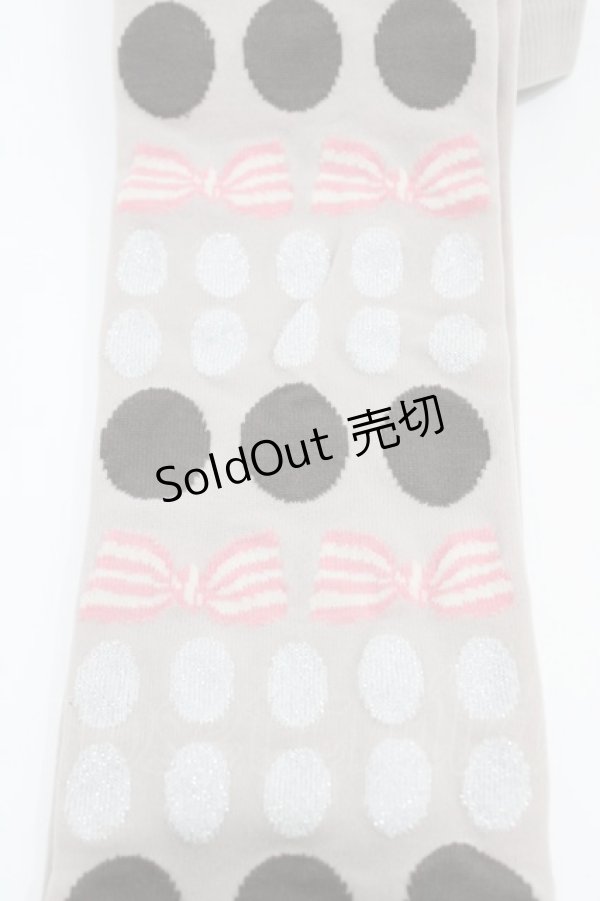 画像2: Emily Temple cute / ドットリボンオーバーニーソックス  オフグレー H-25-10-12-001-ET-ZA-KB-ZH (2)
