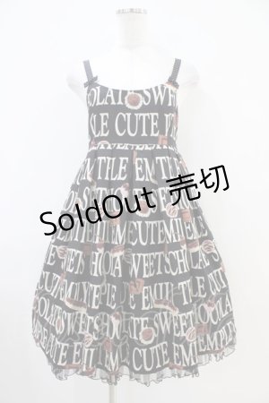 画像: Emily Temple cute / ロゴ&チョコプリントノースリーブワンピース  ブラック H-25-10-12-019-ET-OP-KB-ZH