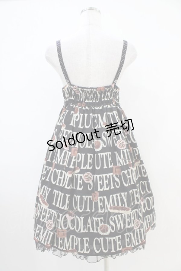 画像2: Emily Temple cute / ロゴ&チョコプリントノースリーブワンピース  ブラック H-25-10-12-019-ET-OP-KB-ZH (2)